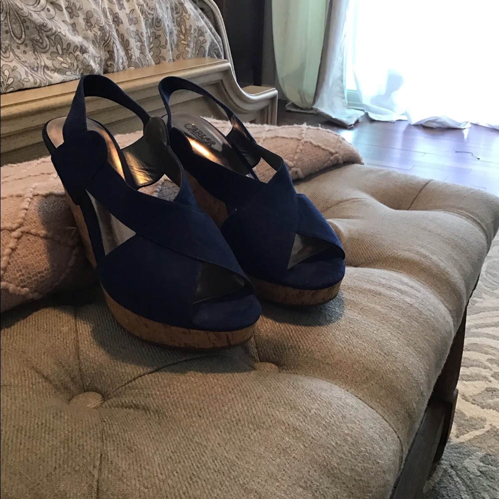 Royal Blue Suede Wedges